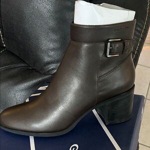 Geox Women's Dark Brown Leather Ankle Boots
